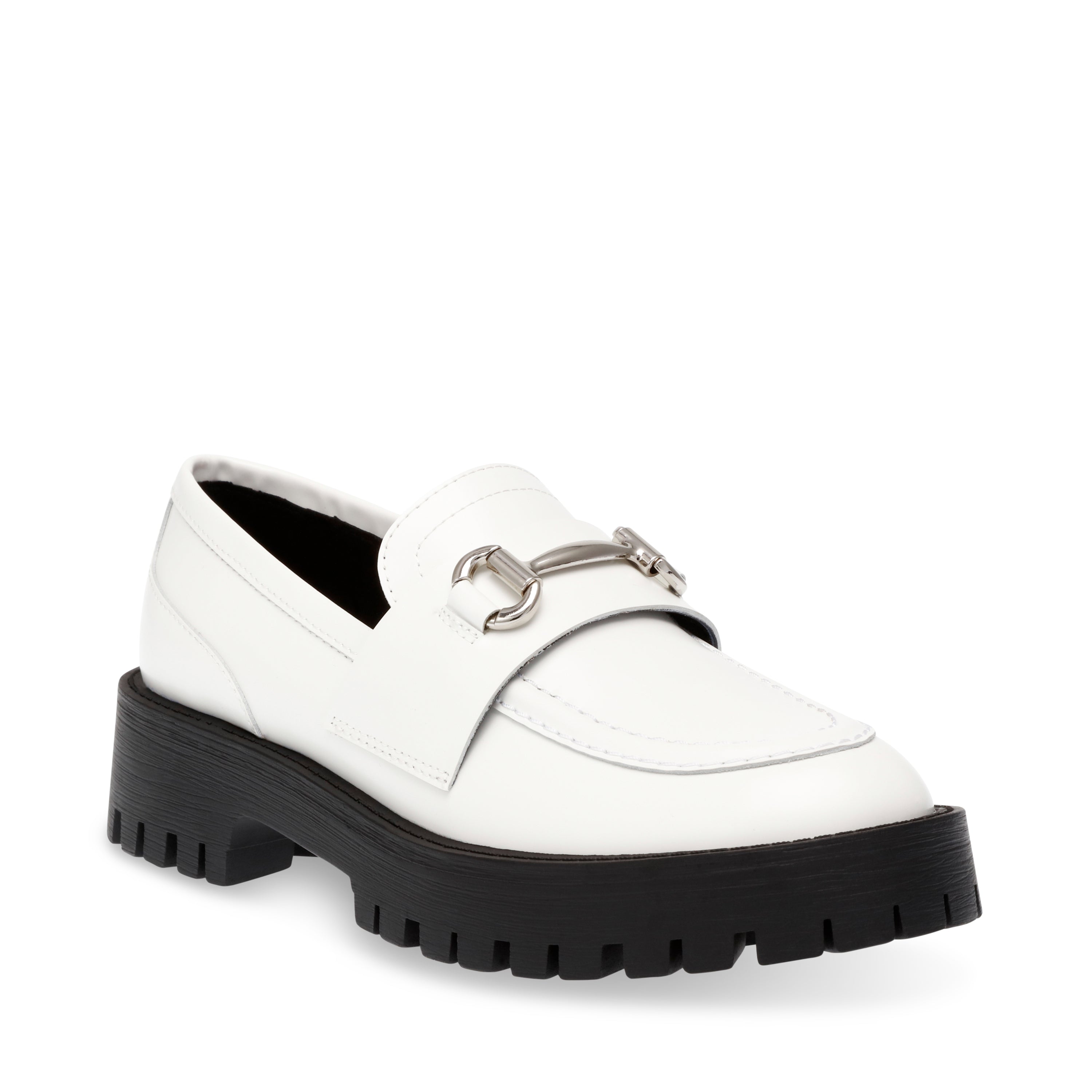 LANDO-CN WHITE LEATHER LOAFERS- Hover Image