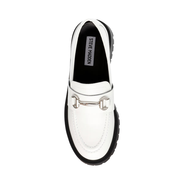 LANDO-CN WHITE LEATHER LOAFERS