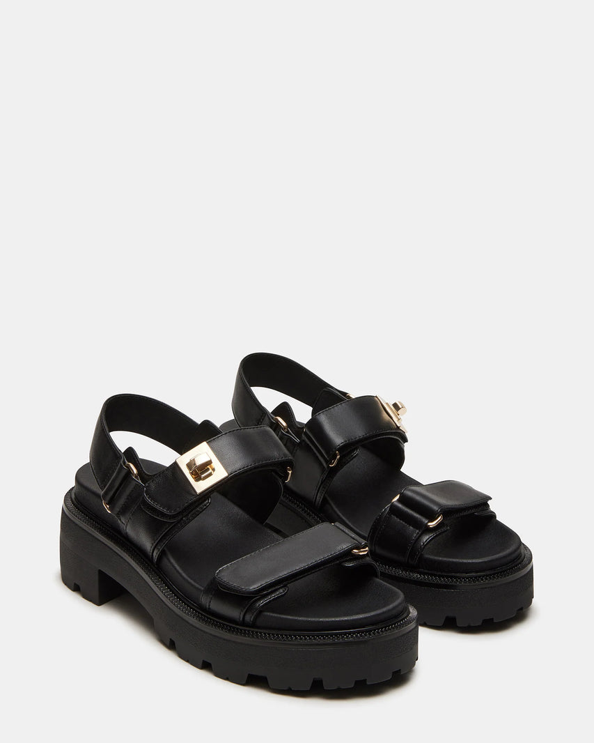 SUPERMONA BLACK LEATHER SANDALS