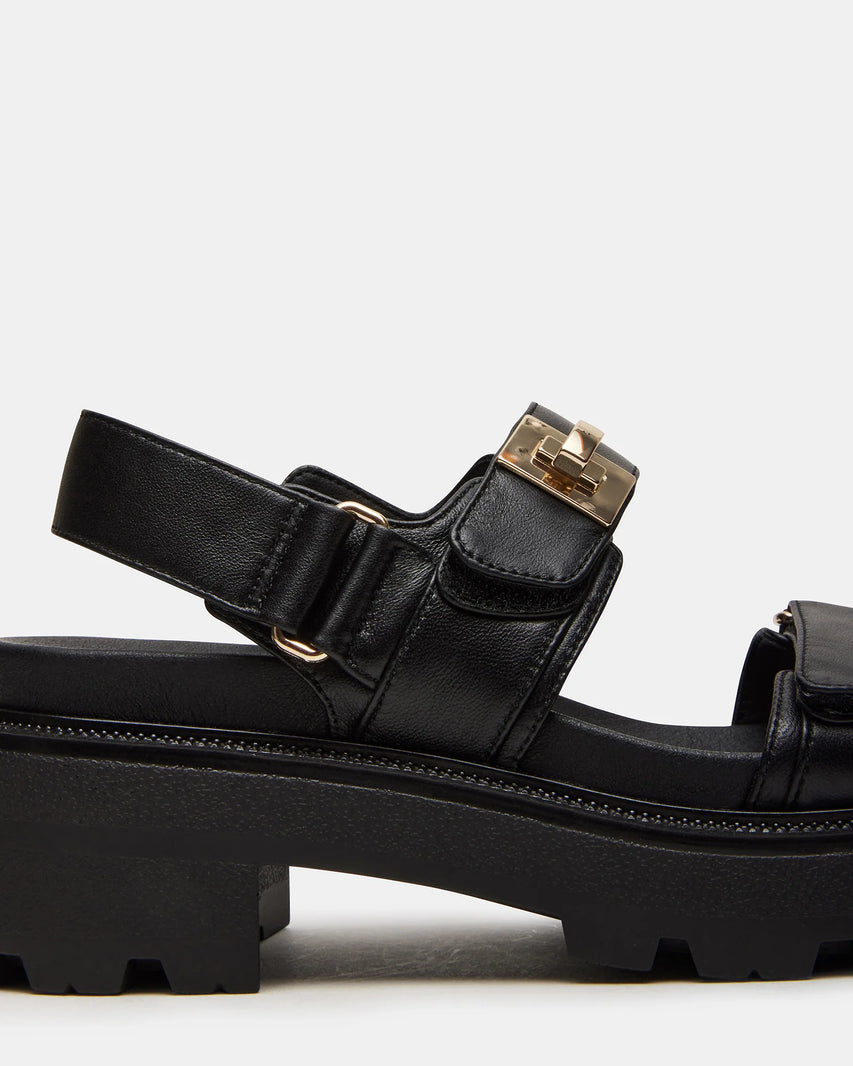 SUPERMONA BLACK LEATHER SANDALS