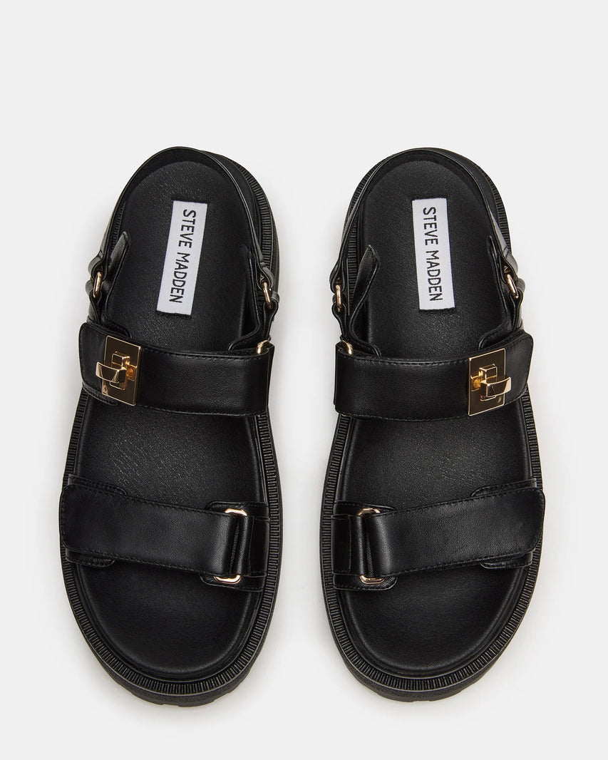 SUPERMONA BLACK LEATHER SANDALS