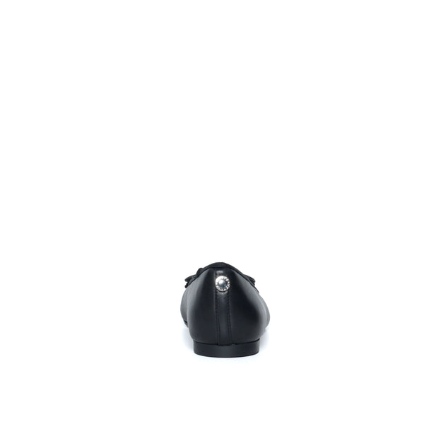 GIZELLE BLACK LEATHER FLATS