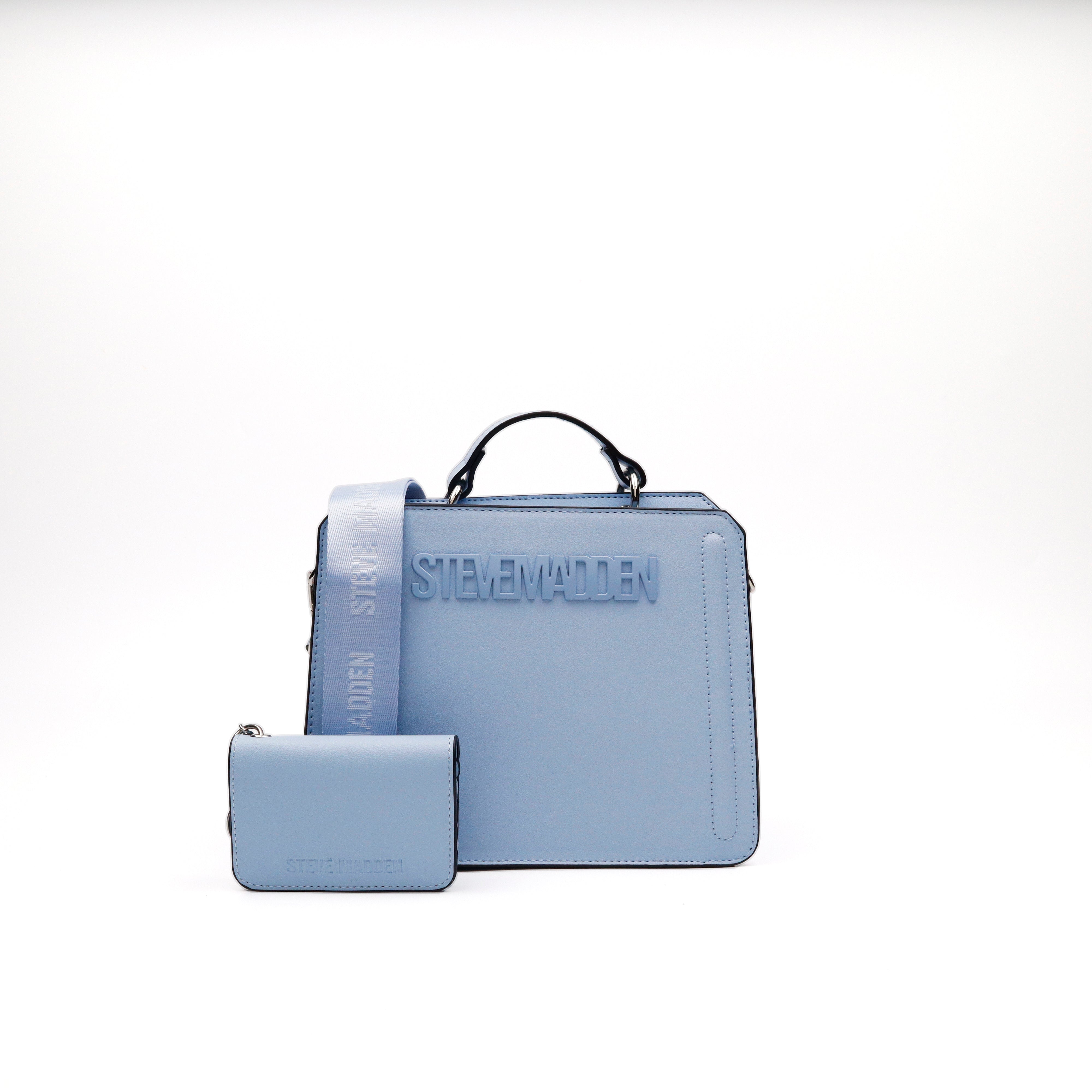 BEVELYN ICE BLUE TOP HANDLE BAG