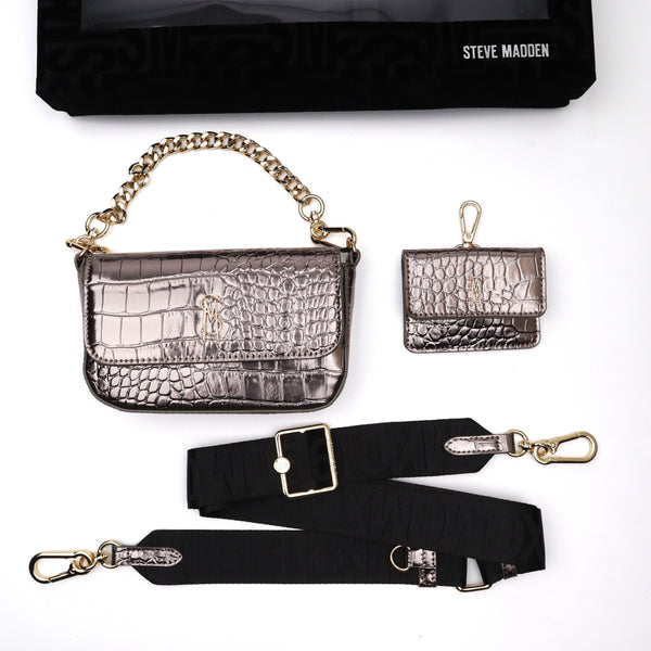 SPECIAL EDITION METALLIC CROSSBODY BAG GIFT SET HEMATITE