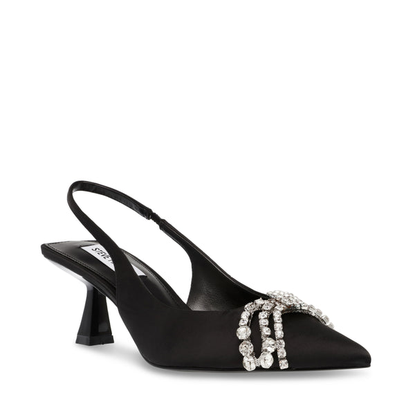 AFFLUENCE BLACK SATIN HEELS