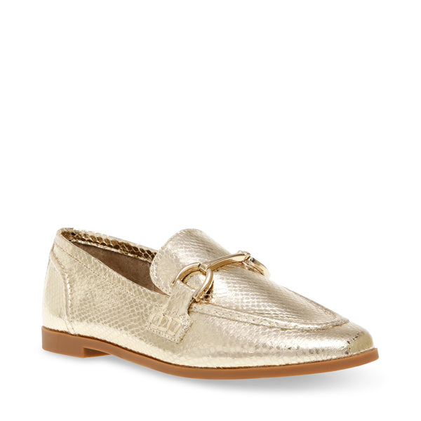 CARRINE GOLD SNAKE LOAFERS