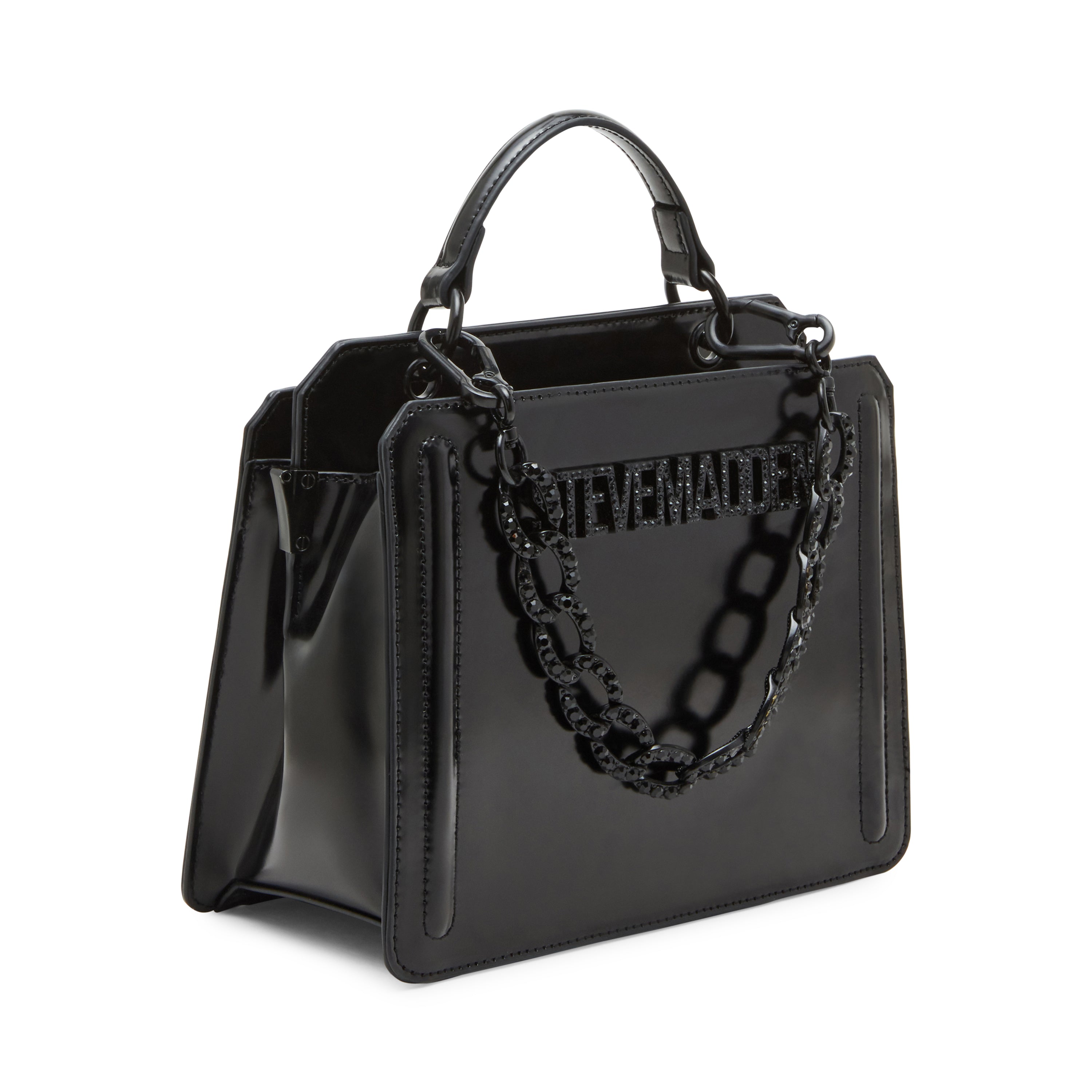 BEVELYNR BLACK TOP HANDLE BAG- Hover Image