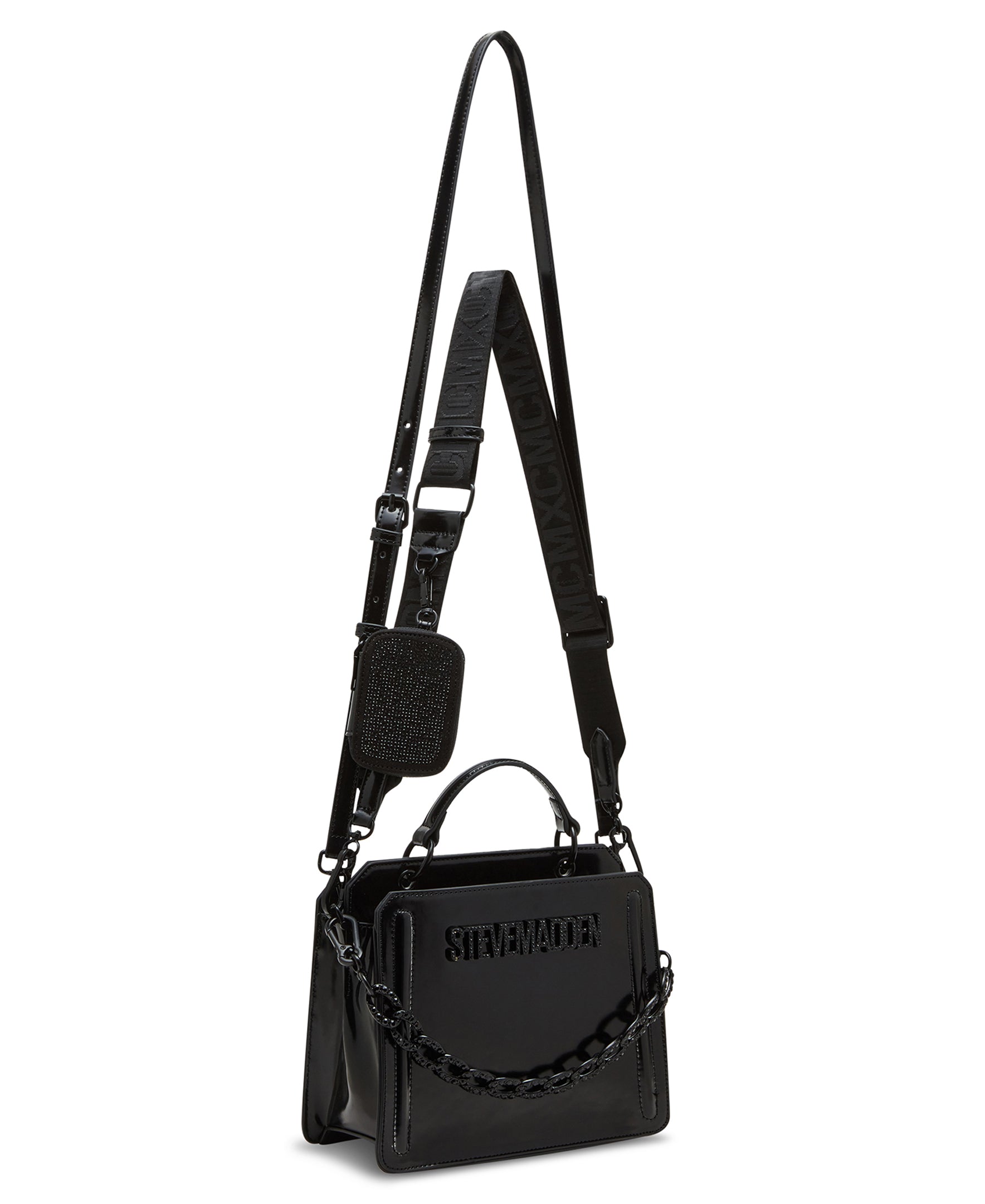 BEVELYNR BLACK TOP HANDLE BAG- Hover Image