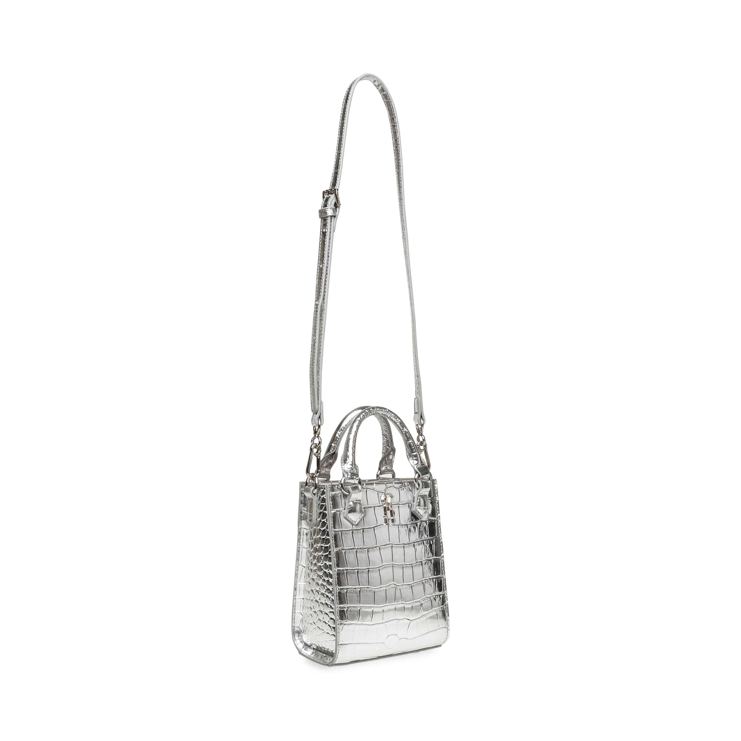 BINESSA SILVER TOP HANDLE BAG- Hover Image