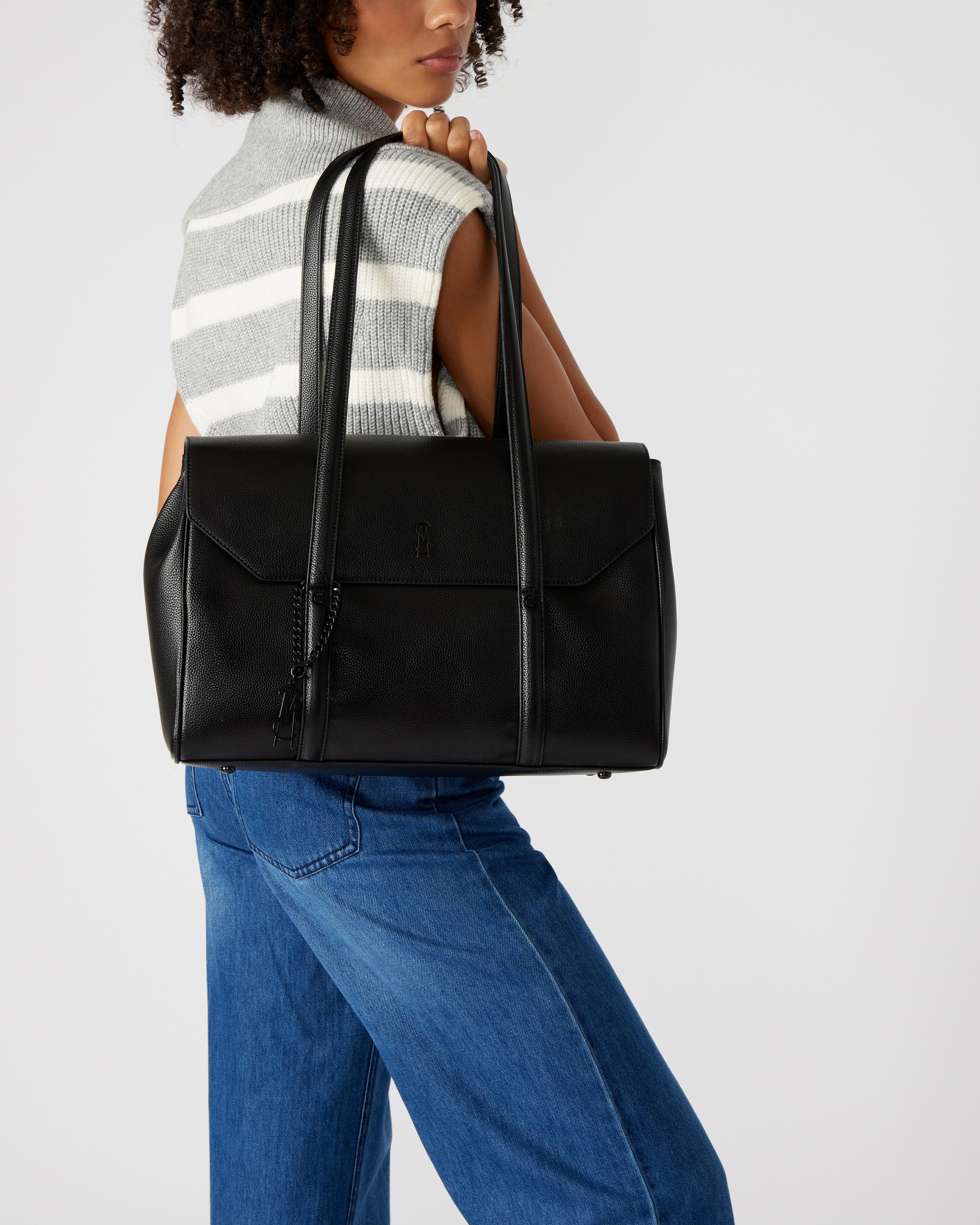 BJAREN BLACK/BLACK SATCHEL- Hover Image