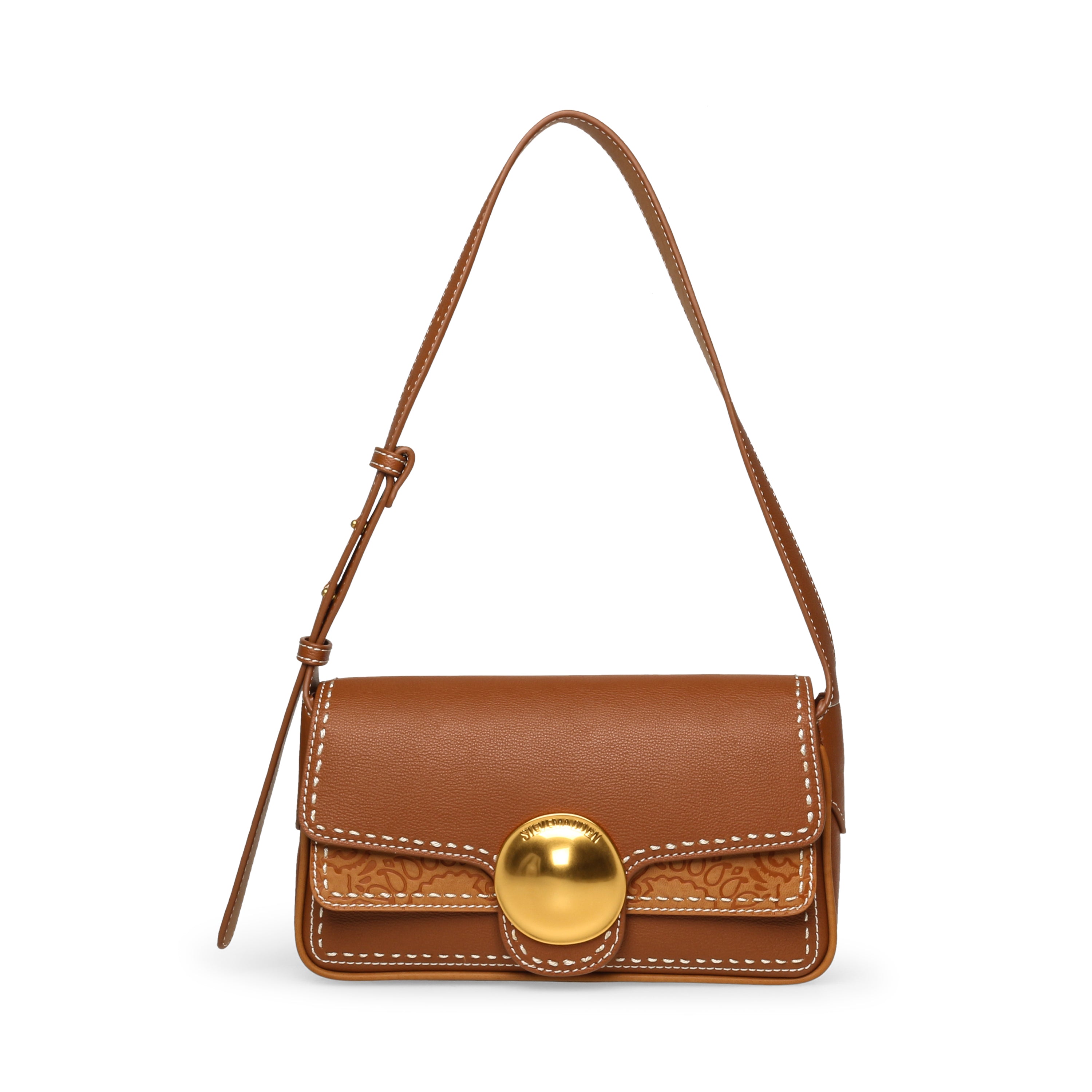 BSPURS COGNAC/GOLD SHOULDER BAG