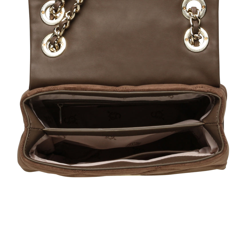 BVOLT-S TAUPE/GOLD SATCHEL BAG