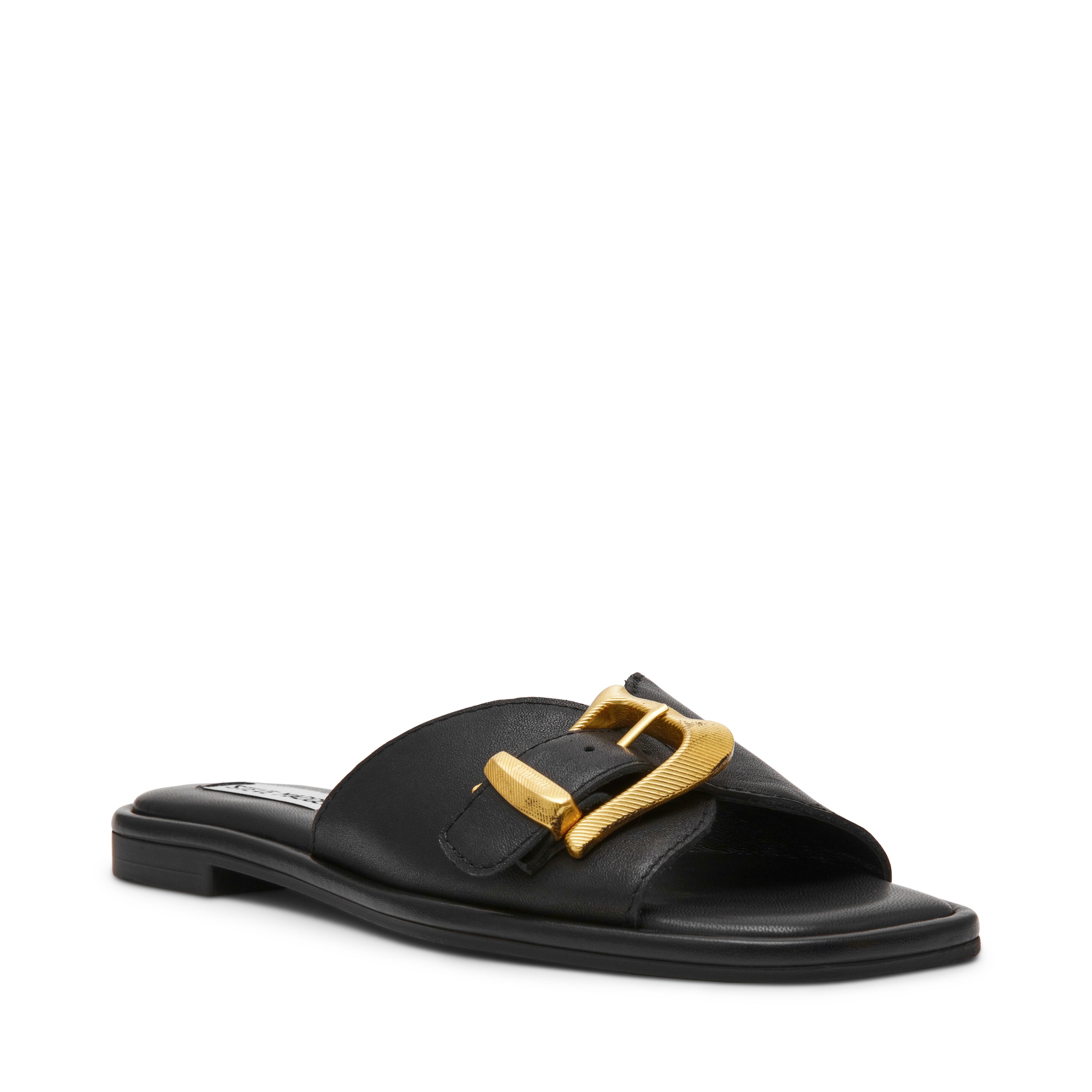 ABIGAYLE BLACK LEATHER SANDALS - view 2