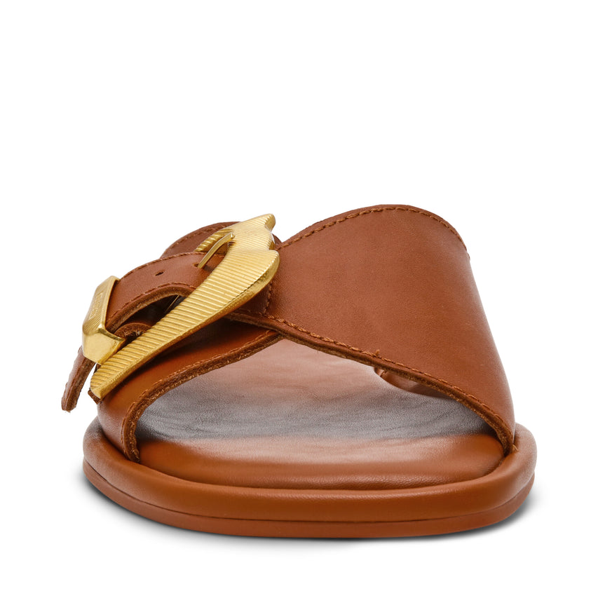 ABIGAYLE COGNAC LEATHER SANDALS - view 3