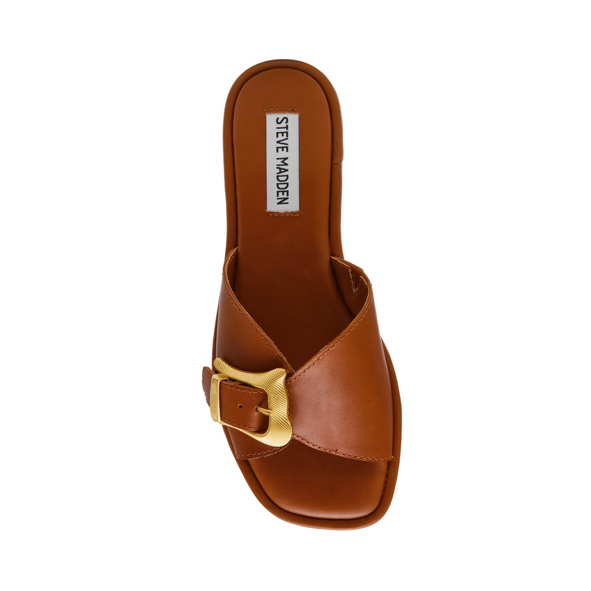 ABIGAYLE COGNAC LEATHER SANDALS - view 5