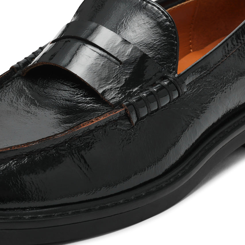ADISON BLACK LEATHER FLATS