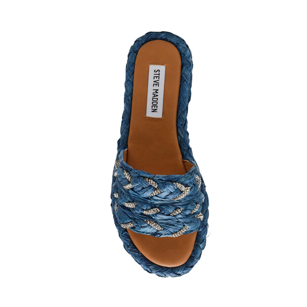 ADORER BLUE RAFFIA SANDALS