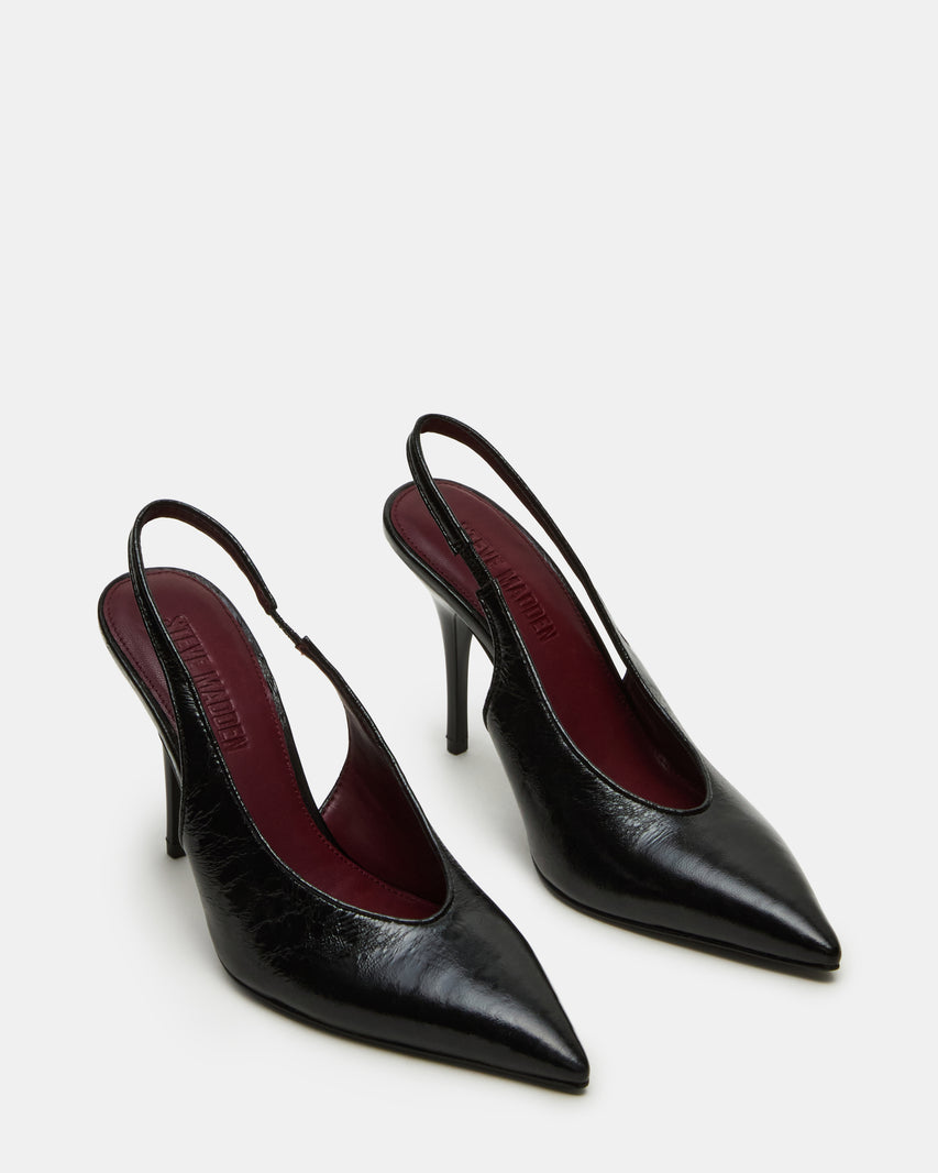 ANDROMEDA BLACK LEATHER HEELS - view 2