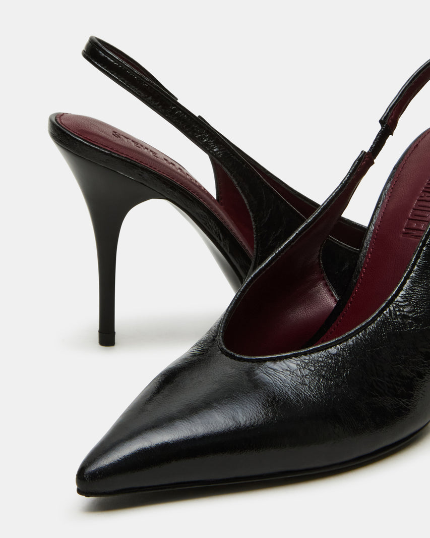 ANDROMEDA BLACK LEATHER HEELS - view 5