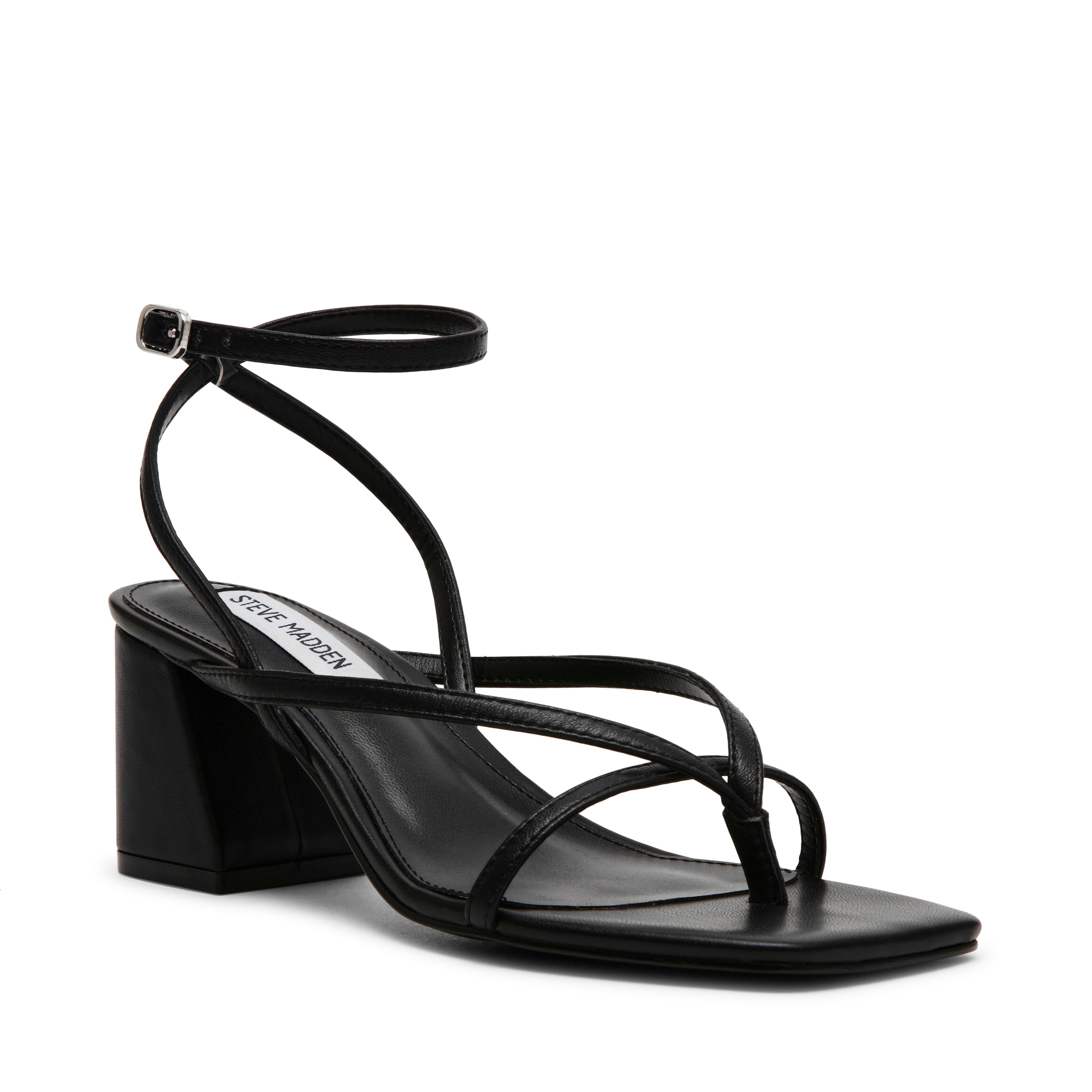 ANSEL BLACK LEATHER HEELS- Hover Image