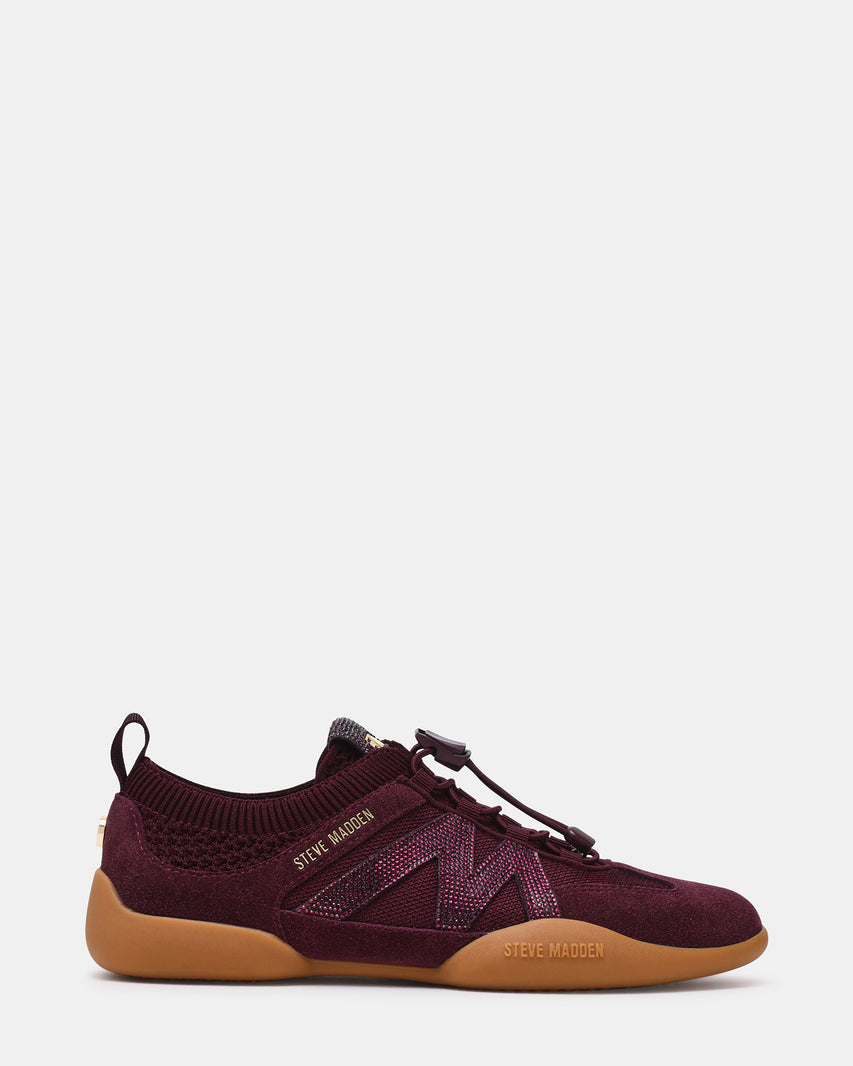 BISCOTTI-RE DK WINE SUEDE SNEAKERS