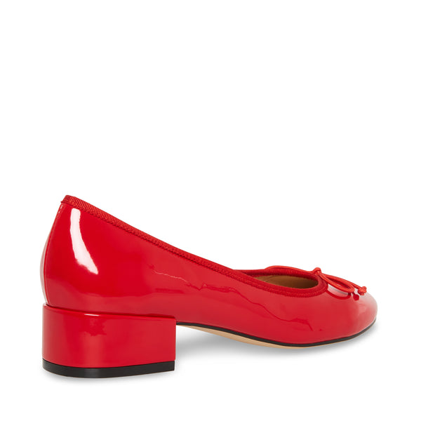 CHERISH RED PATENT HEELED FLATS