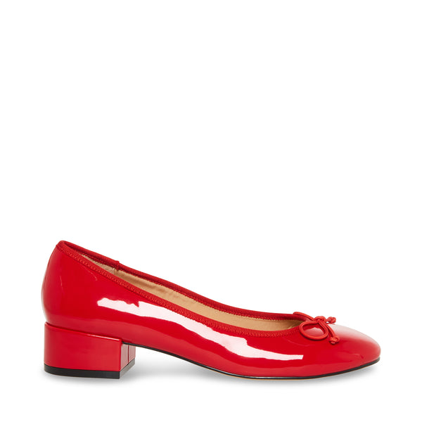 CHERISH RED PATENT HEELED FLATS