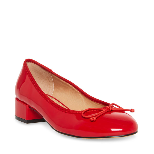 CHERISH RED PATENT HEELED FLATS