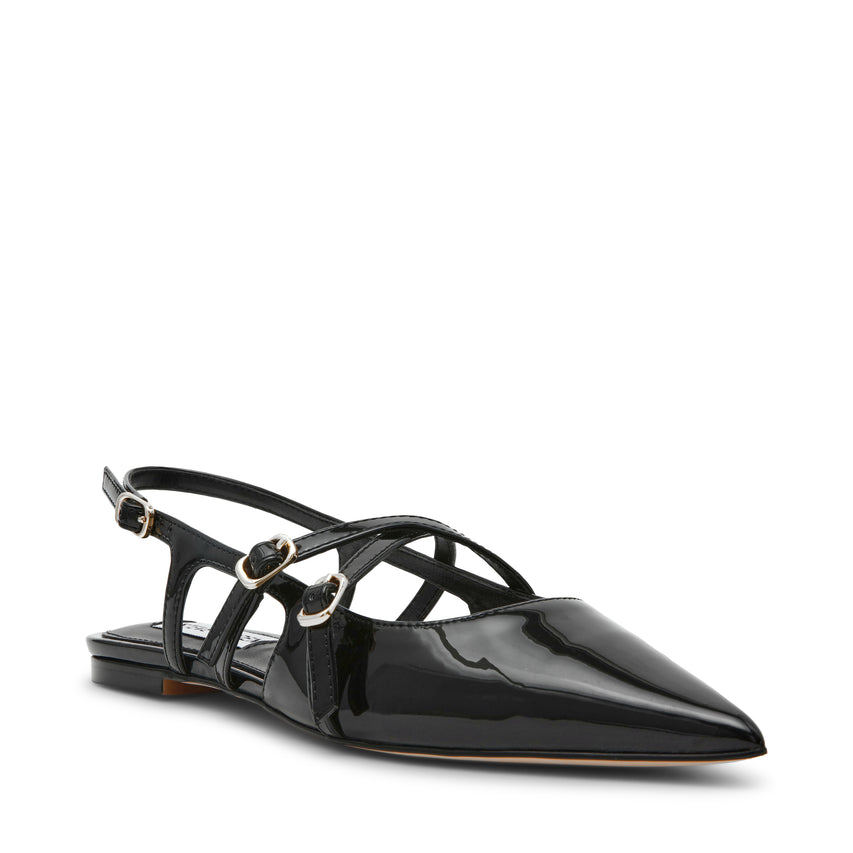CLIO BLACK PATENT FLATS