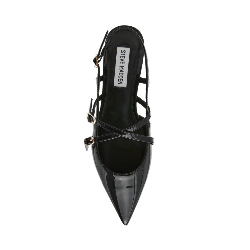 CLIO BLACK PATENT FLATS