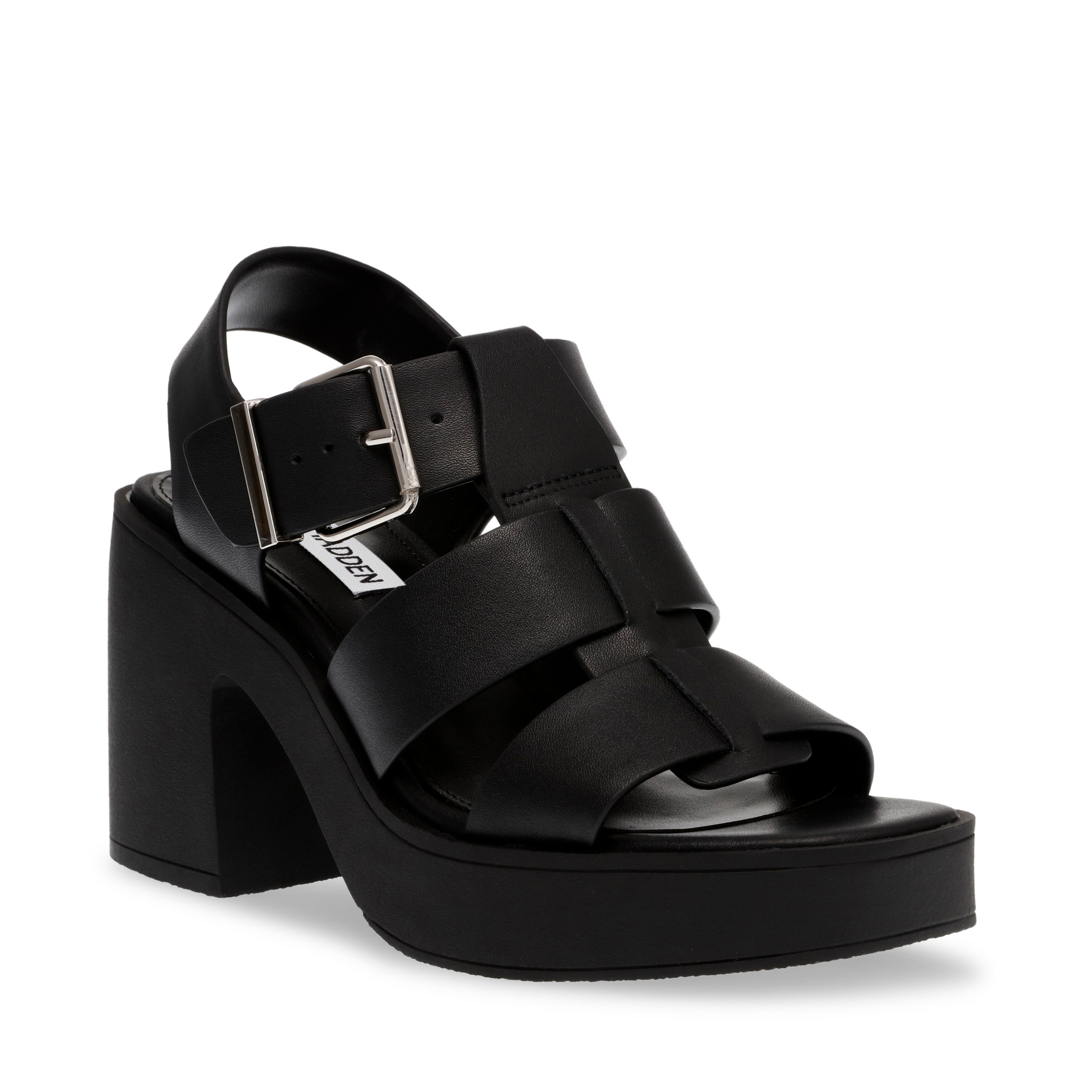 CROSSOVER BLACK ACTION LEATHER SANDALS- Hover Image