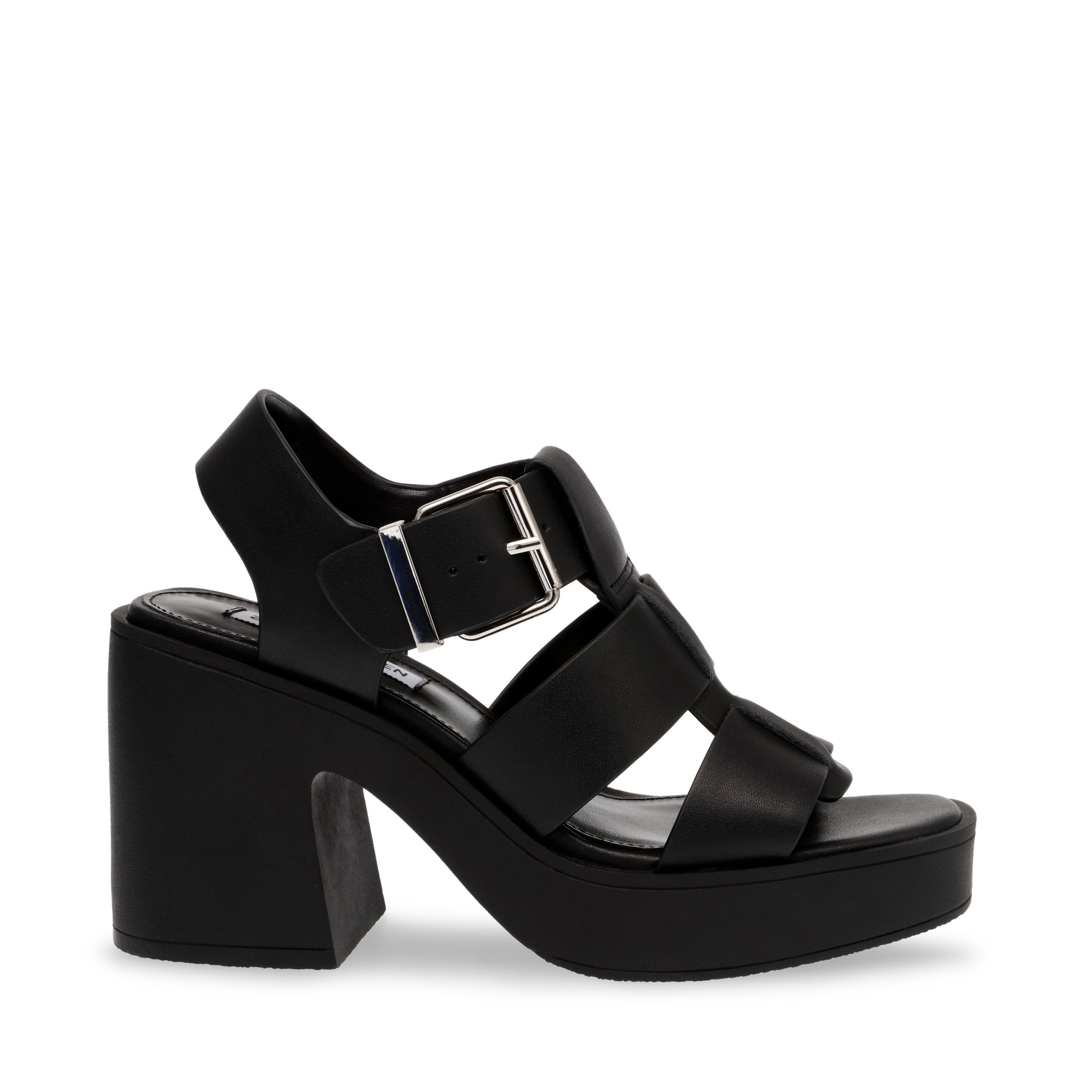 CROSSOVER BLACK ACTION LEATHER SANDALS