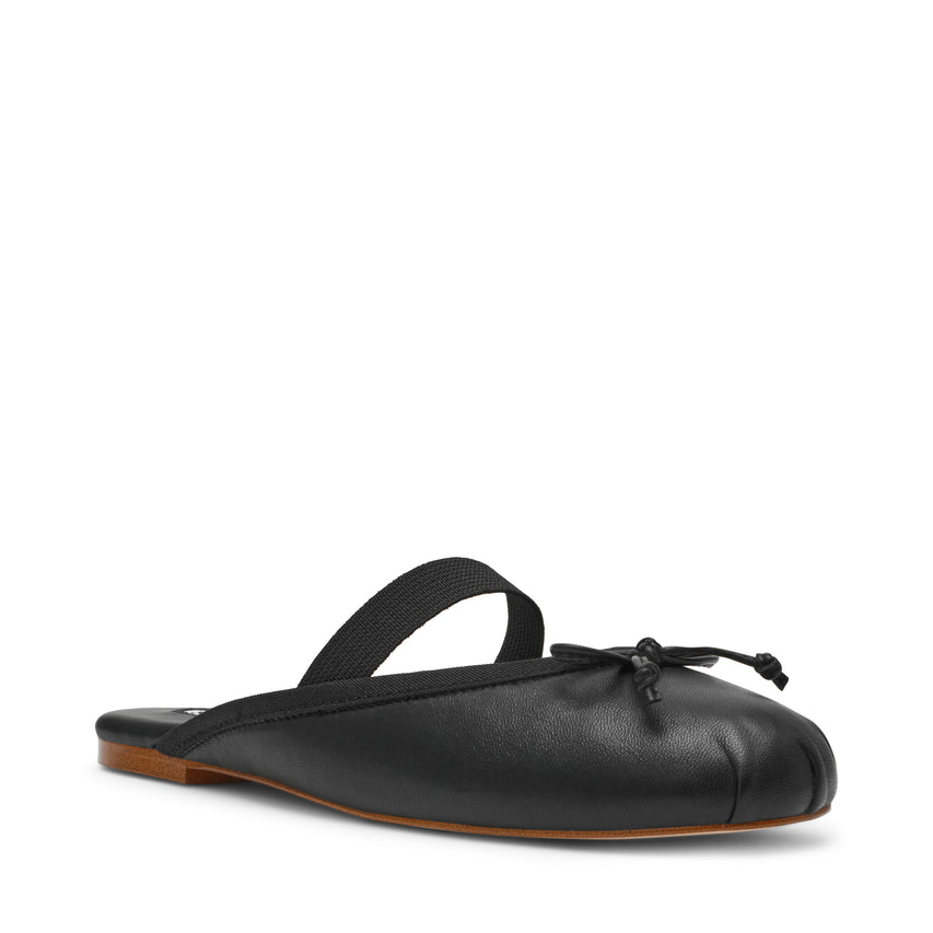 CUTESY BLACK LEATHER FLATS - view 2