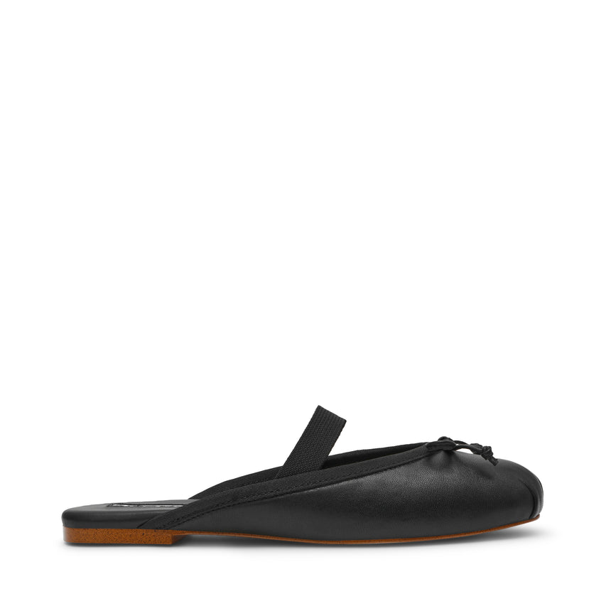 CUTESY BLACK LEATHER FLATS