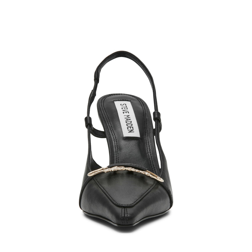 DOSSIER BLACK LEATHER HEELS - view 3