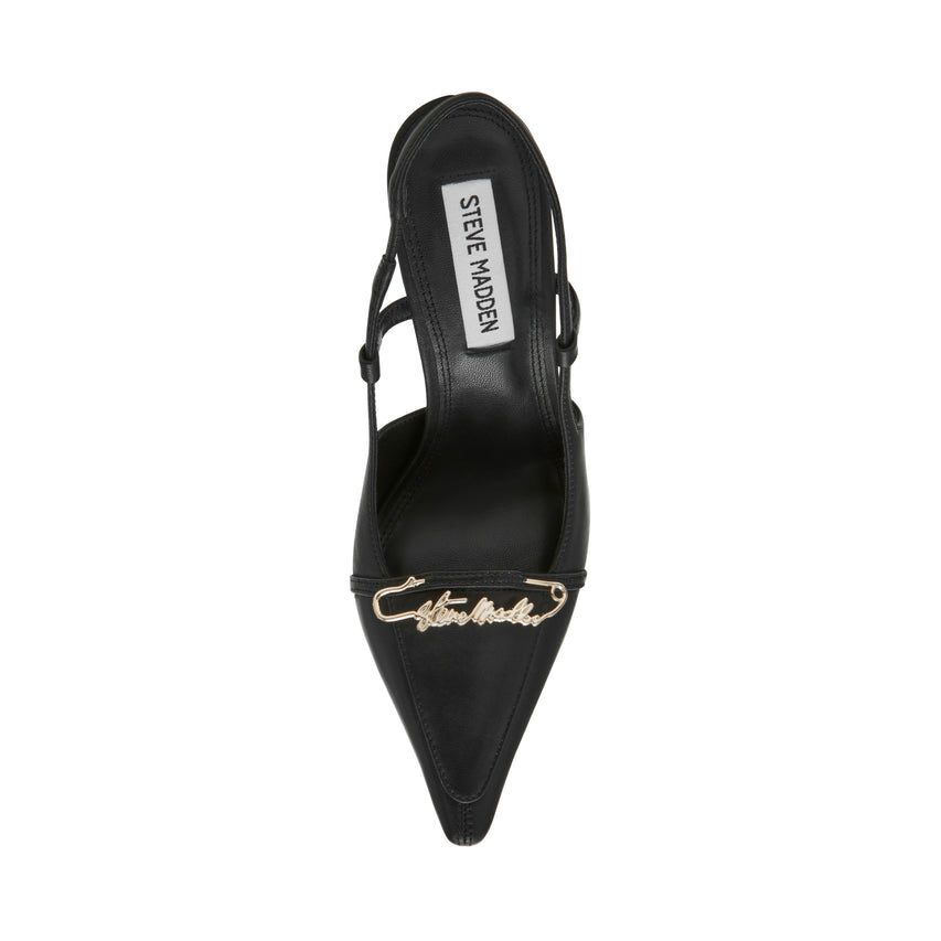 DOSSIER BLACK LEATHER HEELS - view 5