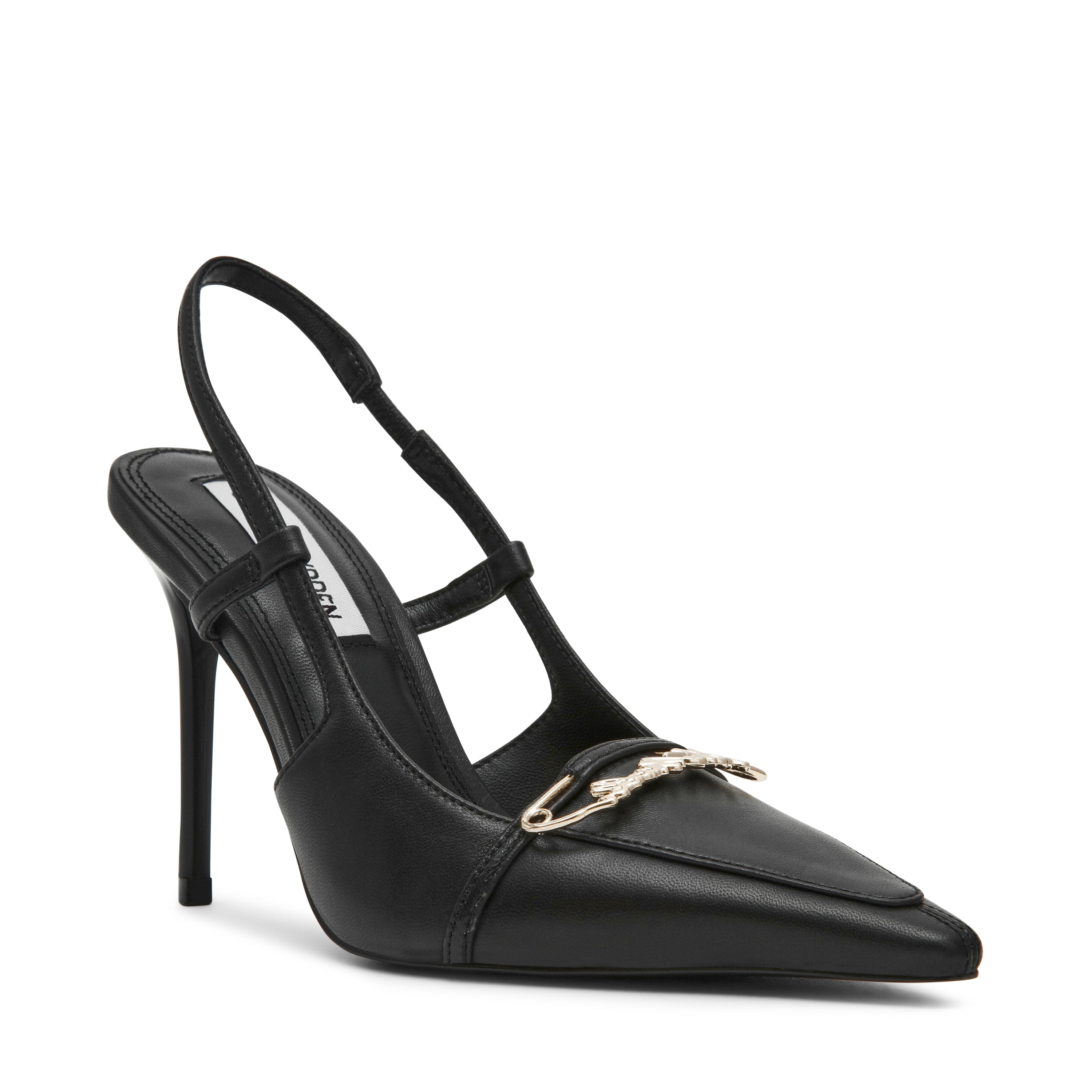 DOSSIER BLACK LEATHER HEELS - view 2