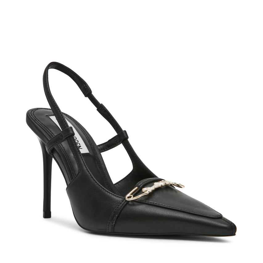 DOSSIER BLACK LEATHER HEELS - view 2