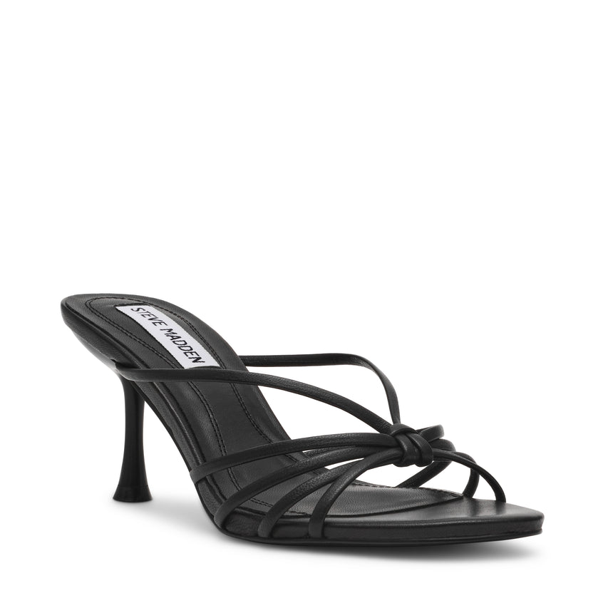 EDNA BLACK LEATHER HEELS - view 2