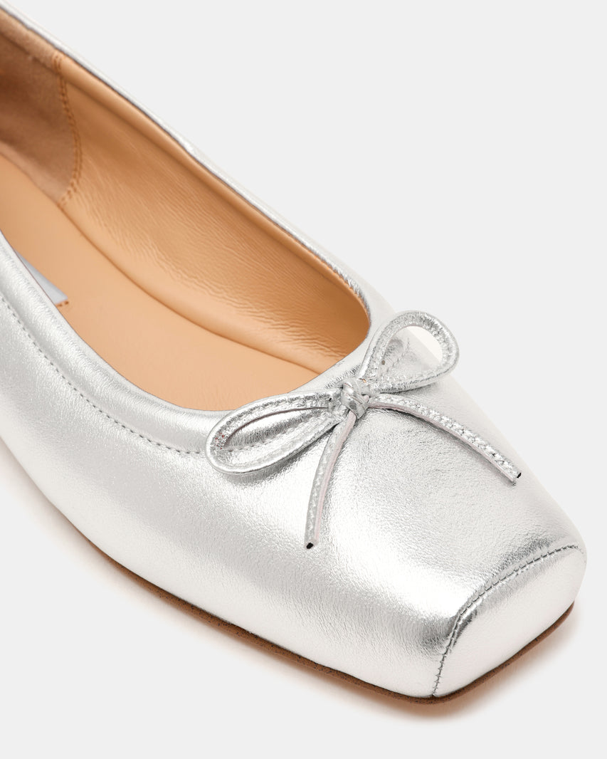 ELEVE SILVER LEATHER FLATS - view 5