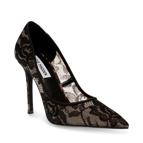 EVELYN-L BLACK LACE HEELS