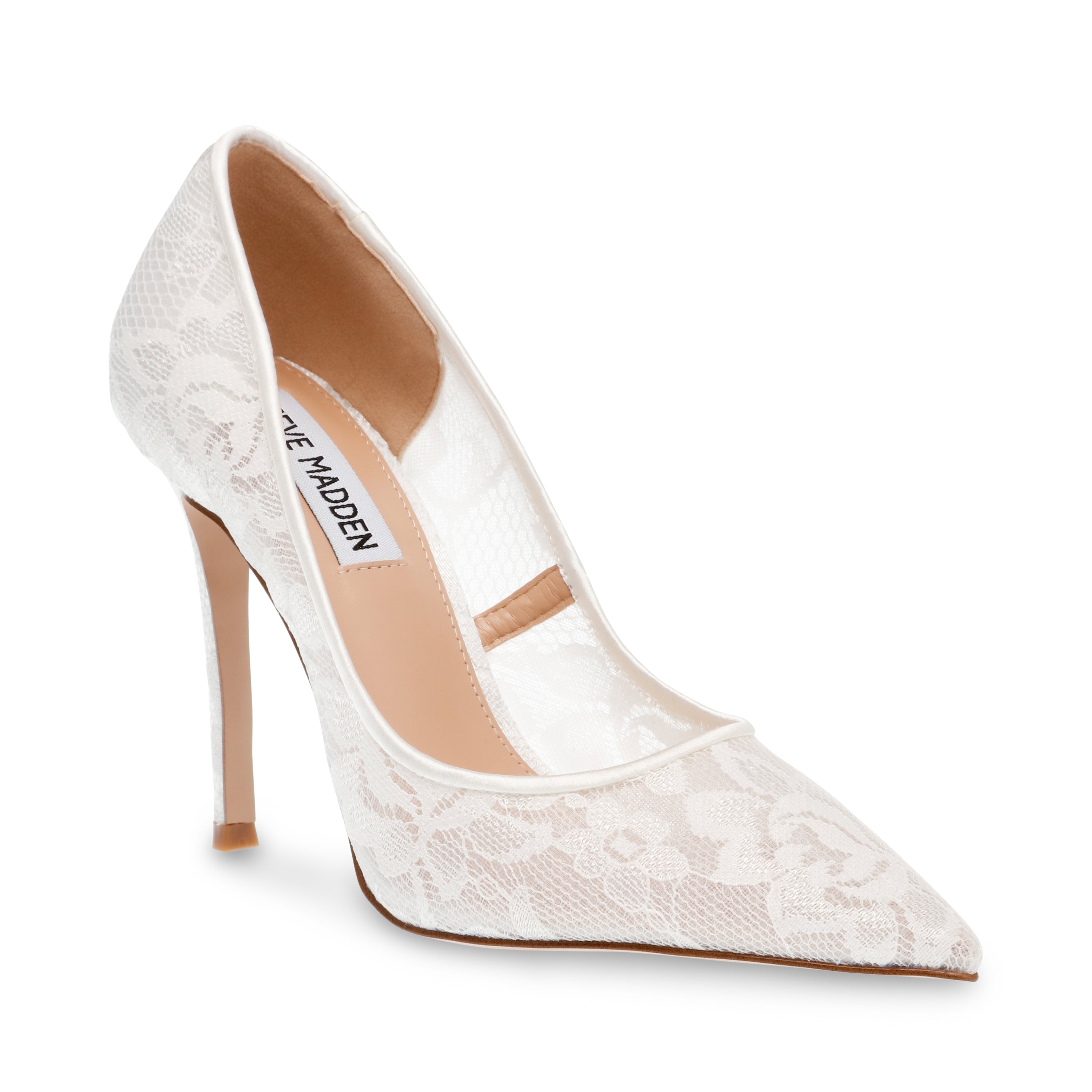 EVELYN-L WHITE LACE HEELS- Hover Image