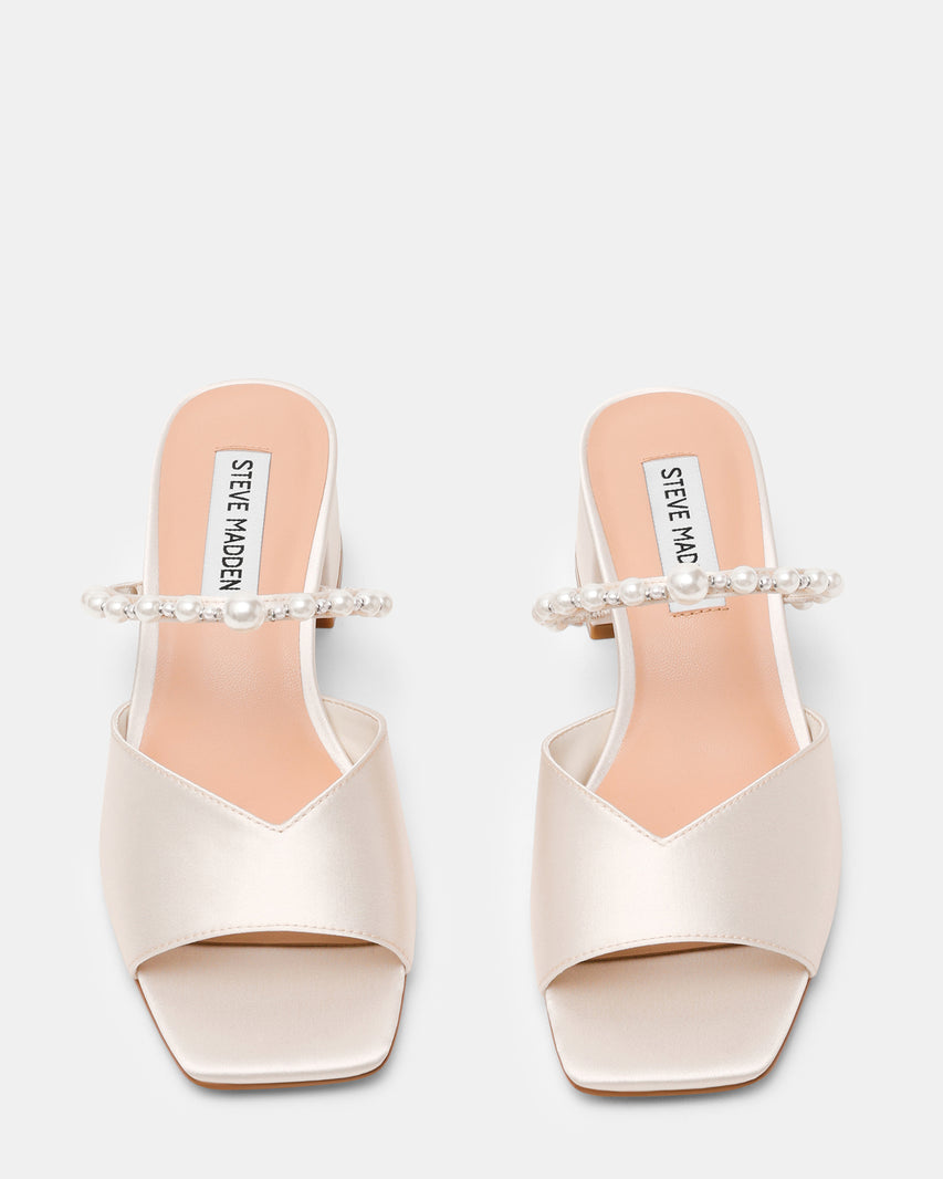 GALILEA IVORY SATIN HEELS - view 4