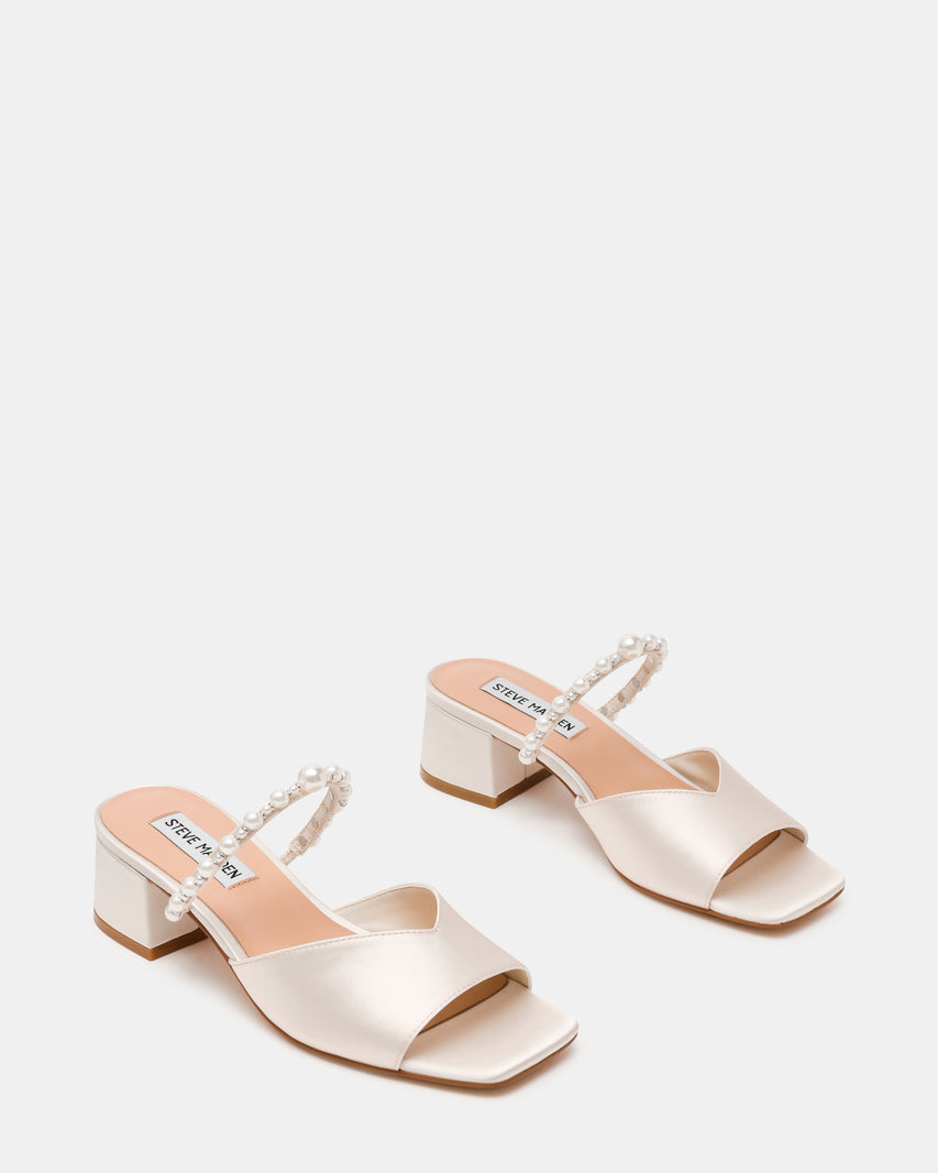 GALILEA IVORY SATIN HEELS - view 2