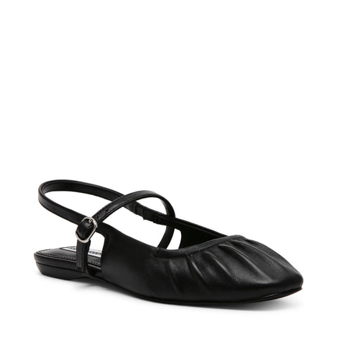 GRAND VIEW BLACK LEATHER FLATS