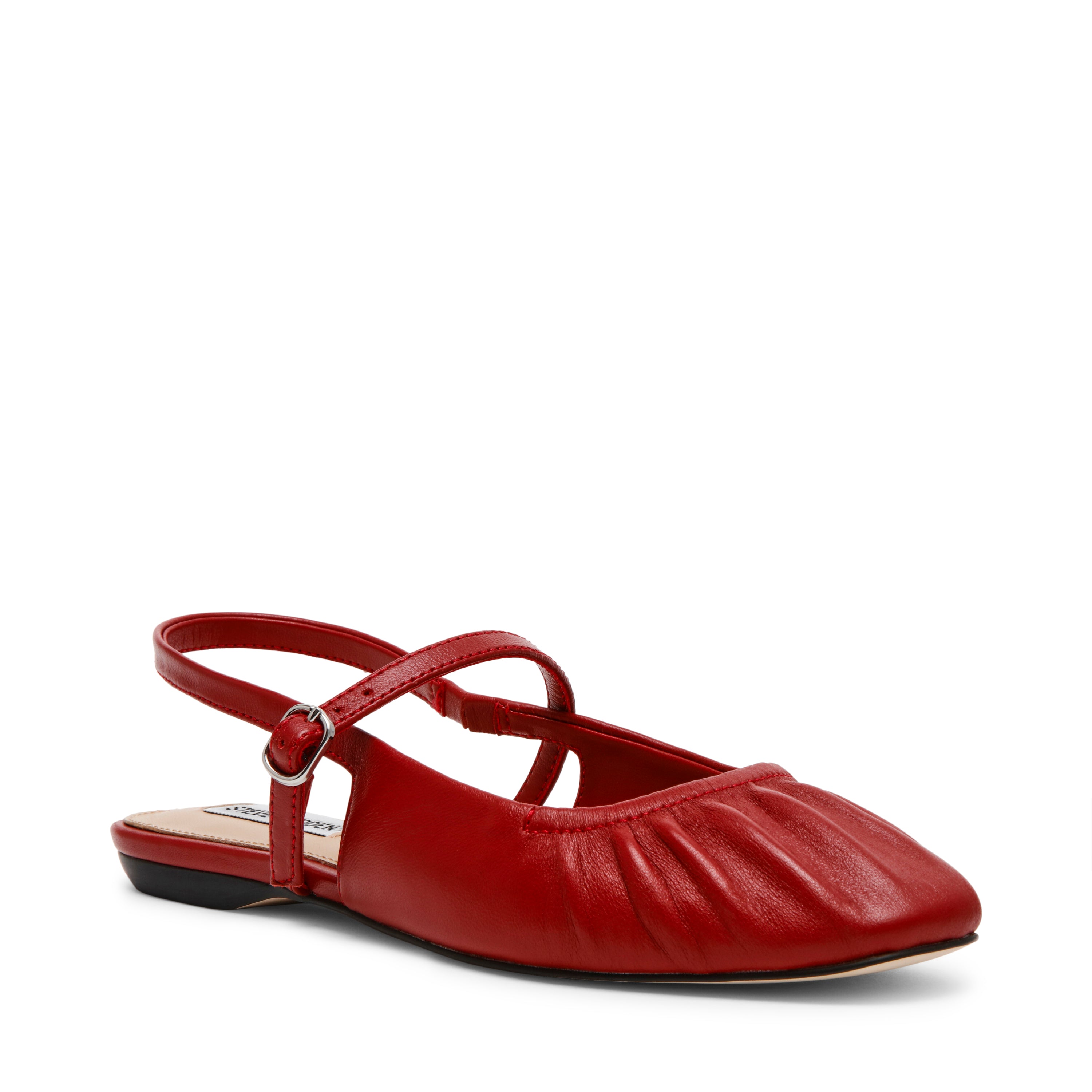 GRAND VIEW RED LEATHER FLATS- Hover Image