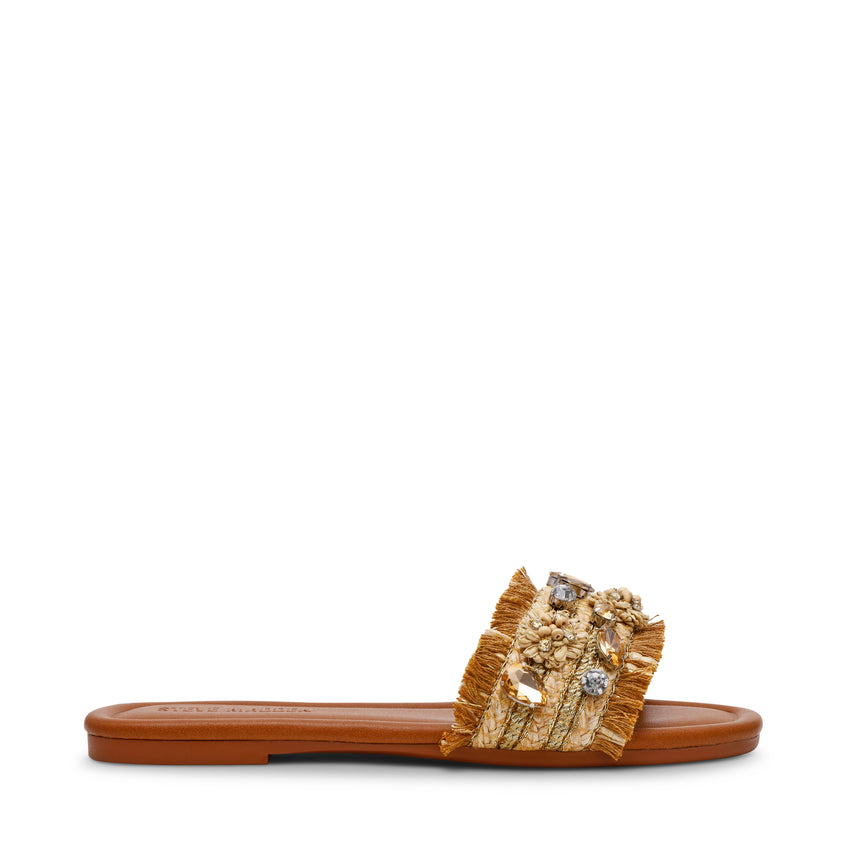 HAMPTON ST. GOLD RAFFIA SANDALS