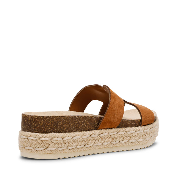 JADDA COGNAC SUEDE SANDALS