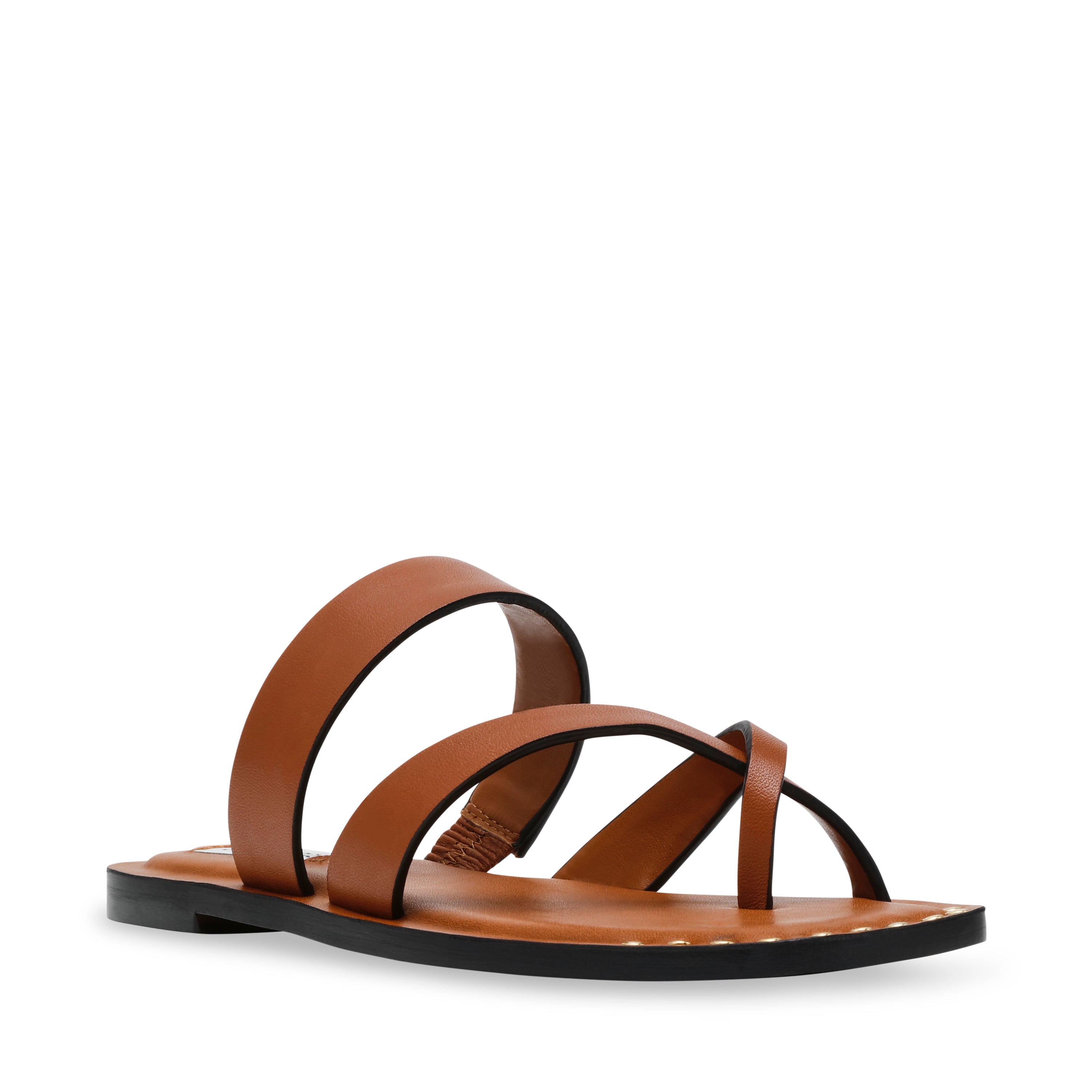 KANNON COGNAC LEATHER SANDALS- Hover Image