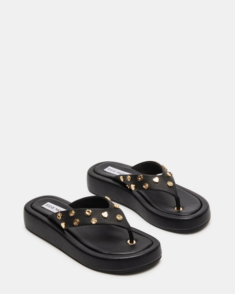 KYLEN-C BLACK LEATHER SANDALS